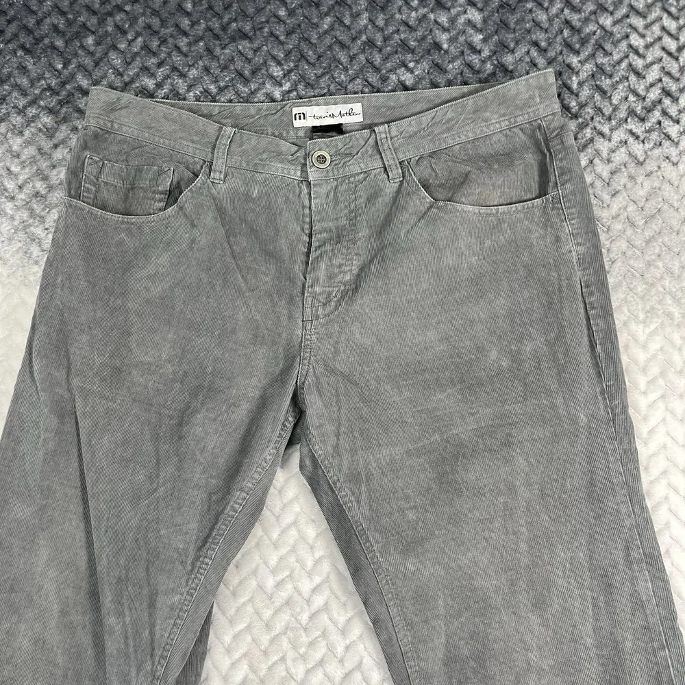 Travis Mathew Pants Men 34x34 Gray Corduroy Straight Leg Chino Stretch Trouser